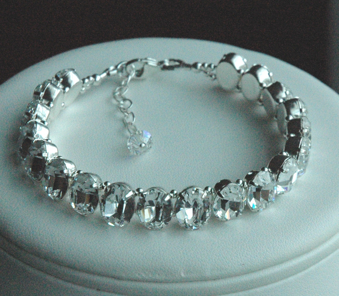 Wedding Bride  Bridesmaids Bracelet, Swarovski Crystal Rhinestone Tennis Foil Bracelet