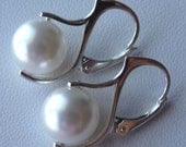 Swarovski Crystal Pearls and Sterling Silver Fancy  Leverbacks Earrings, Bridesmaids Earrings, Wedding Bride Bridal Earrings