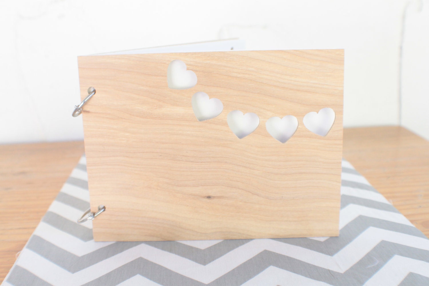 Heart banner wood journal/ guestbook