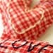 Country Primitive Set of 2 Red Checkered Ornaments or Bowl Fillers - Heart & LOVE