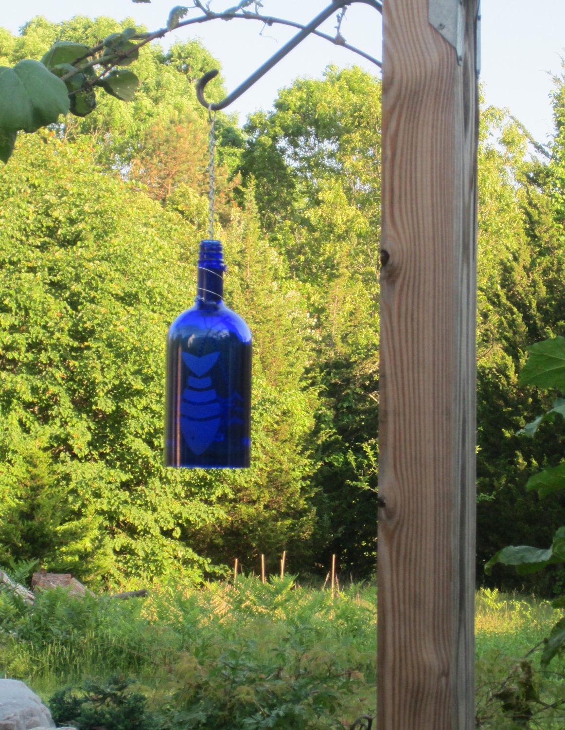 Blue Etched Fish Lantern