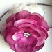 raspberry pink vintage-look flower/feather fascinator headband on skinny grey elastic, NEWBORN size, photo prop