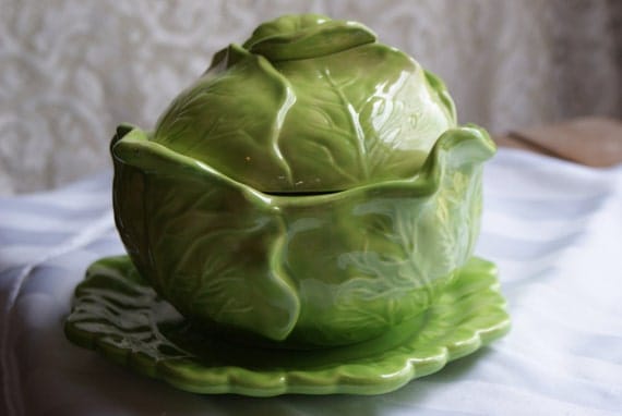 Vintage Green Ceramic Cabbage Shaped by DivinelyDesignedBJM
