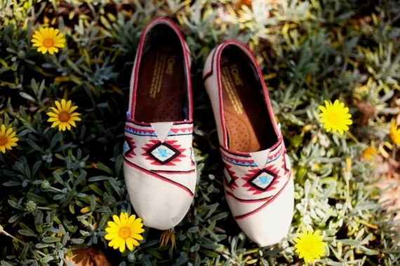 Custom Handpainted TOMS in Ikat Design