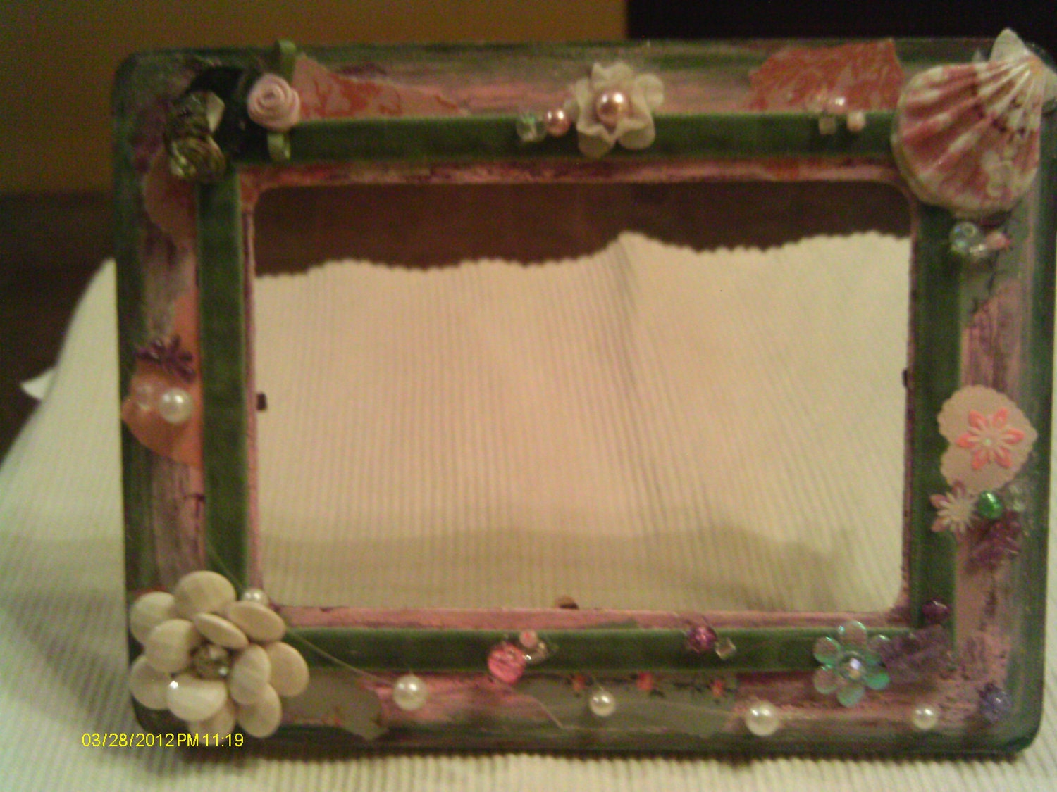 Sale Decor , Shabby Chic/ Romance, Feminine Frills Frame,  Fancy Boudoir Picture Frame, Wooden Embellished Feminine Frame
