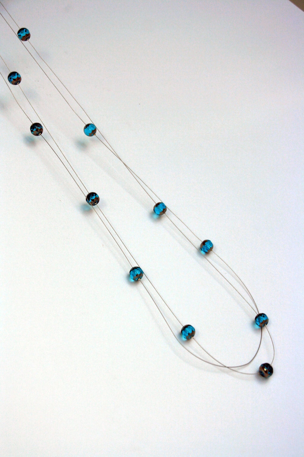 Turquoise multi strand necklace - turquoise, silver, multi strand, illusion necklace