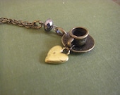 Coffee Love Necklace  Coffee or Tea Cup Saucer Charm Necklace