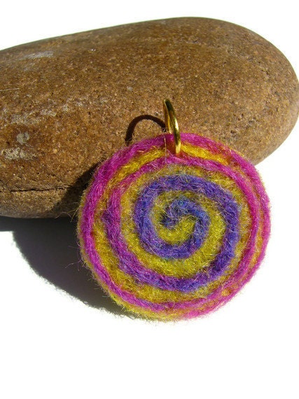 Felted Jewelry Pendant, Original Sunset Swirl Purple Pendant