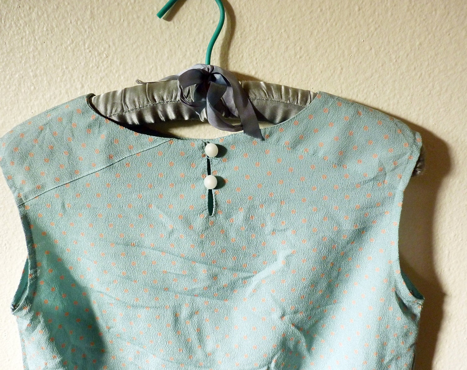 Teal & Pink Polka Dot Light Weight Vintage Tank Top
