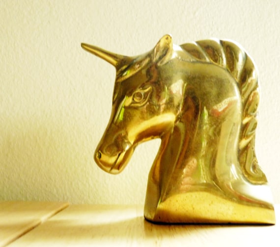 Gold Colored Vintage Unicorn Bust