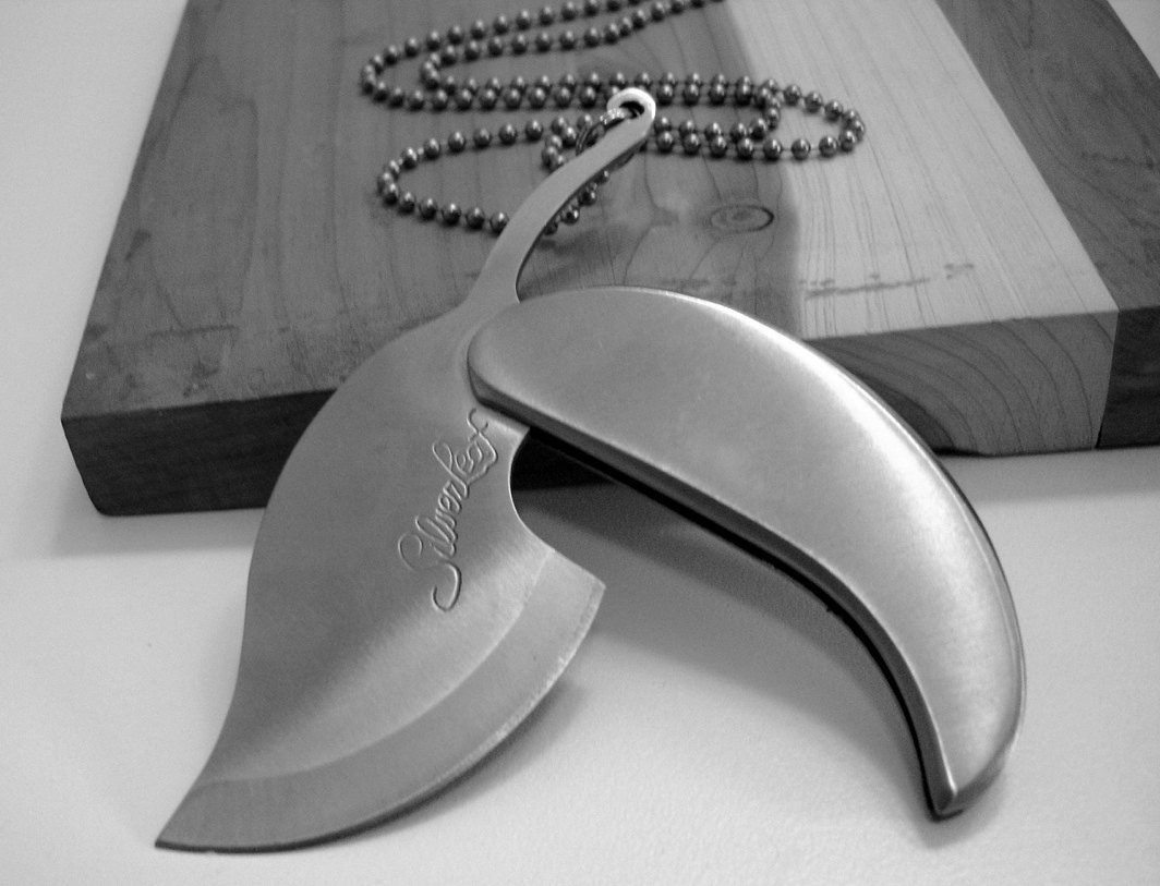 Silver Leaf Pocket Knife Necklace