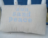 Throw pillow, "sun, sand, peace"