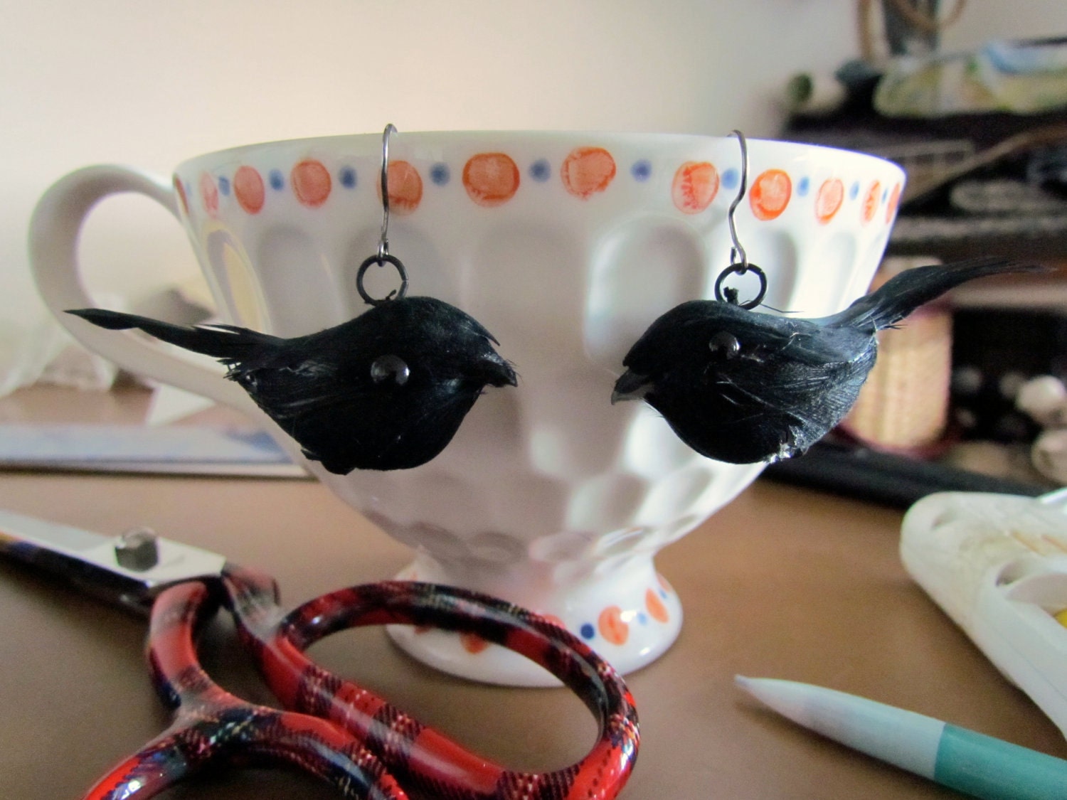 Quoth the Baby Raven Earrings