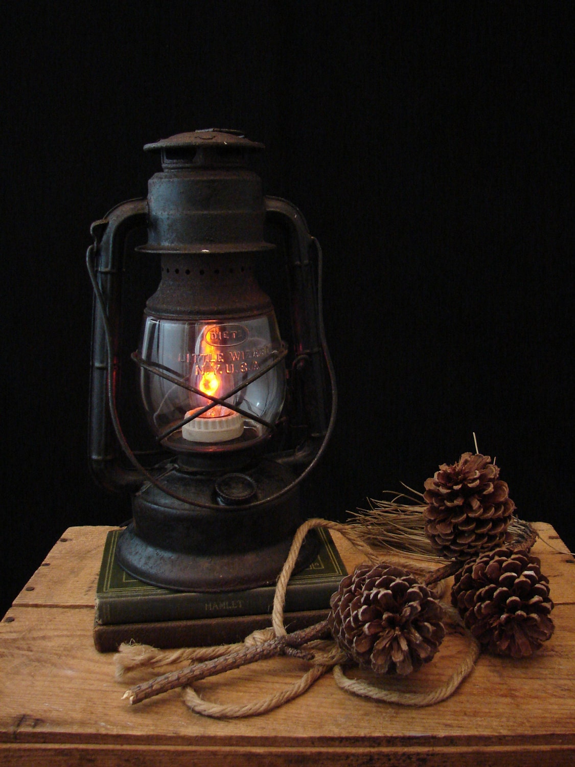 Upcycled Vintage Rusty Dietz Kerosene Lantern
