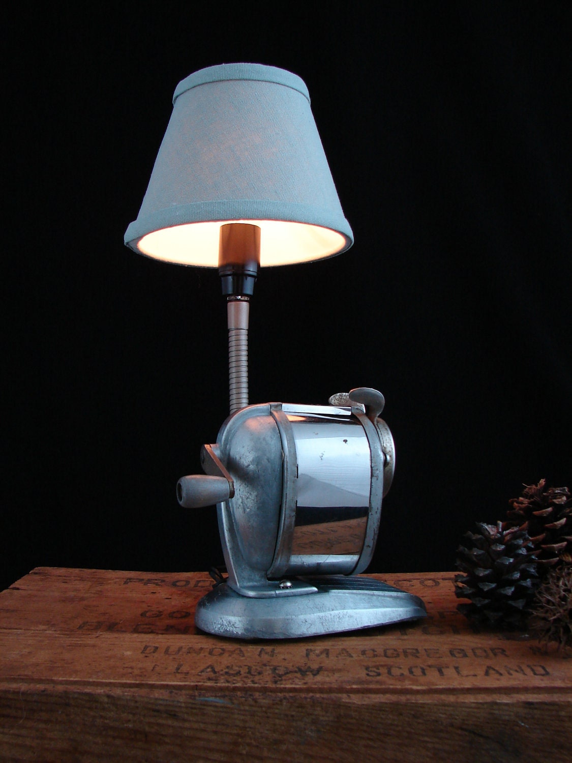 RESERVED for Cathy/Not Available Upcycled Vintage BOSTON Pencil Sharpener Lamp
