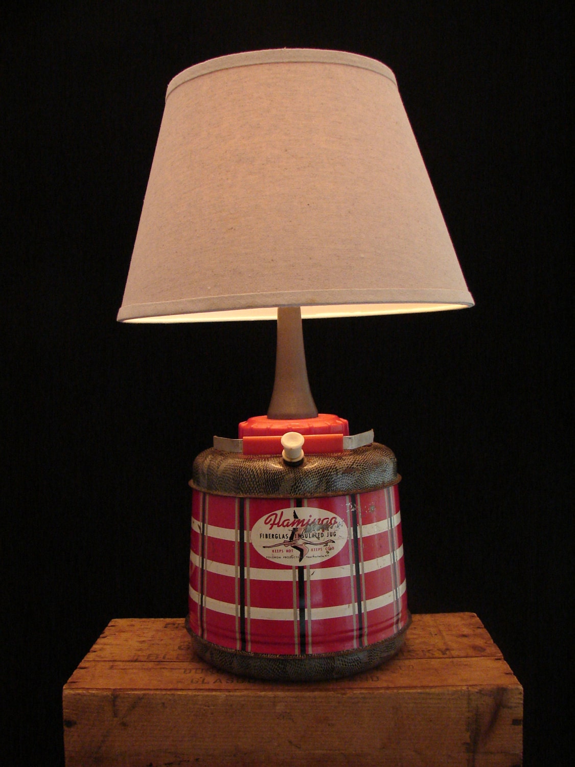 Upcycled Vintage Flamingo Beverage Jug Lamp
