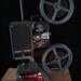 Upcycled Kodak 16mm Projector Lamp with Ivory Burlap Shade