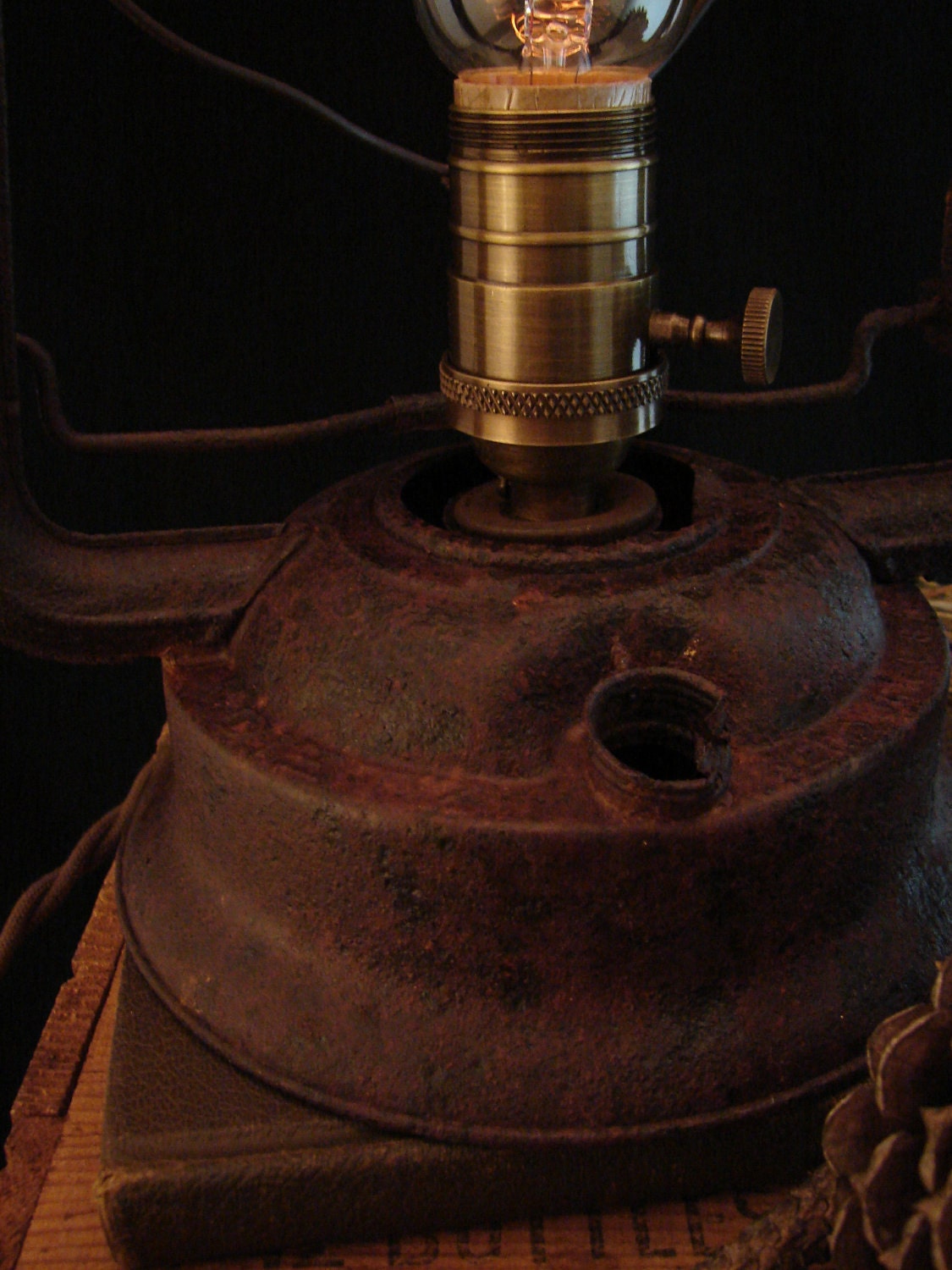 Deconstructed Vintage Rusty Dietz Lantern Lamp