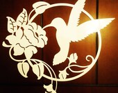 Feeding Hummingbird Metal Wildlife Garden Wall Artwork Decor (All Sizes & Colors Available)