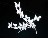 18" White Butterfly Tree Metal Art Sculpture Wildlife Artwork