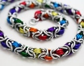 Chainmaille Necklace: Rainbow LGBTQ Pride in Byzantine