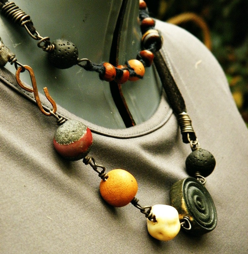 RESERVED FOR LEANNE - please do not purchase rustic tribal wrap necklace or bracelet