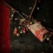 Bohemian gypsy cluster necklace - vintage textile and beads