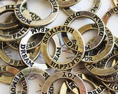 15pcs Antique Bronze Assorted Word Ring Charms 23mm - Ships Immediately from California - BC283
