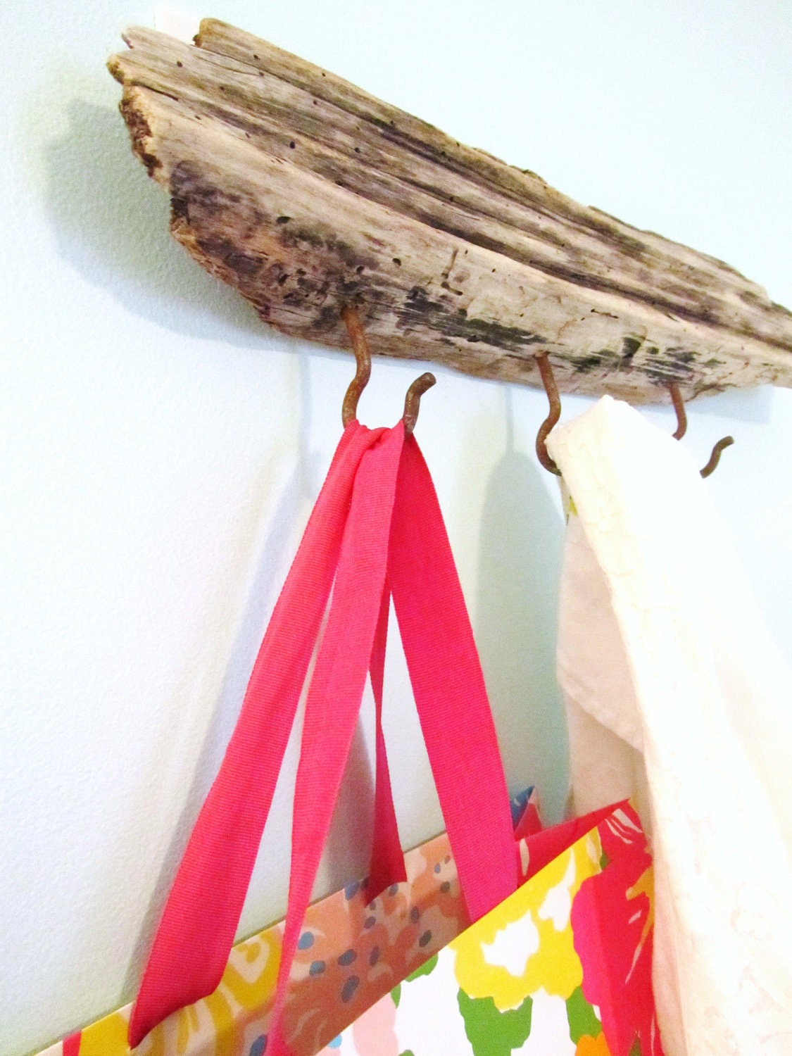19" Driftwood Coat Rack with Three Hooks - great for coats, bags, keys, or towels