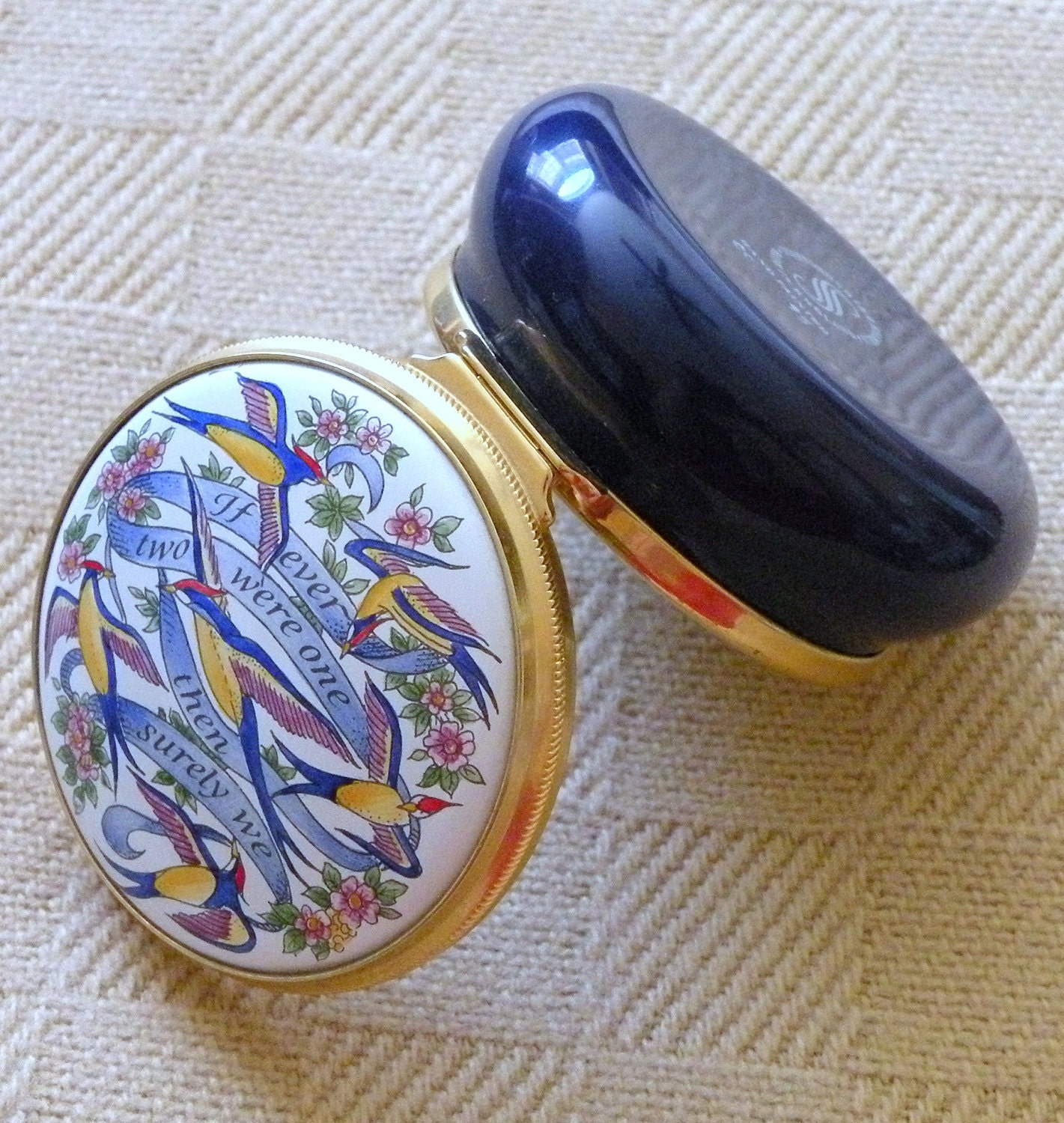Vintage Enamel Heirloom Pill Box by RosePetalResources on Etsy