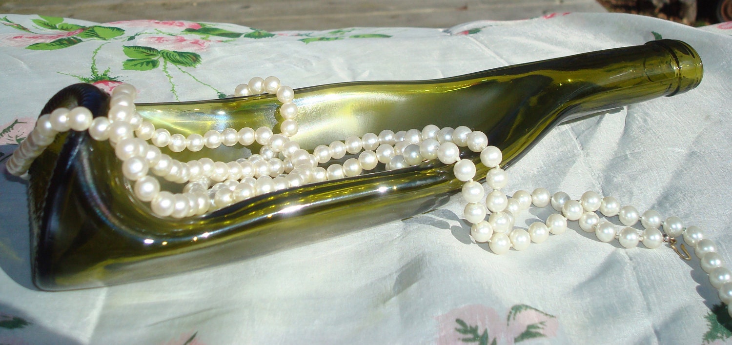 Wine Bottle Serving Dish Repurposed by Garden Daisies Studio