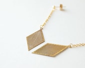 Geometric Earrings : Simple Vintage Brass Diamond Drop