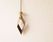 Geometric Necklace : Rhombus Pendant with Brass Disc Necklace