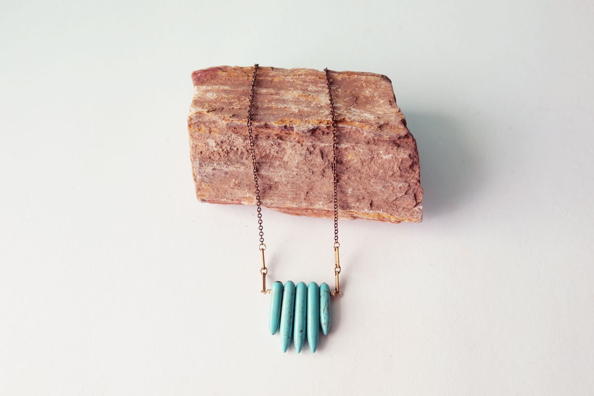 Turquoise Necklace : Mini Tribal Turquoise Howlite