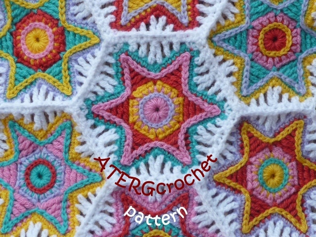 Crochet pattern hexagon 'falling star' by ATERGcrochet