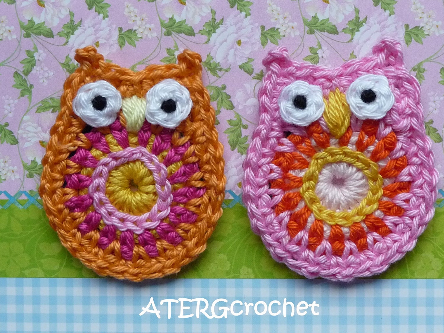 Owl application set mandarine/orchidee