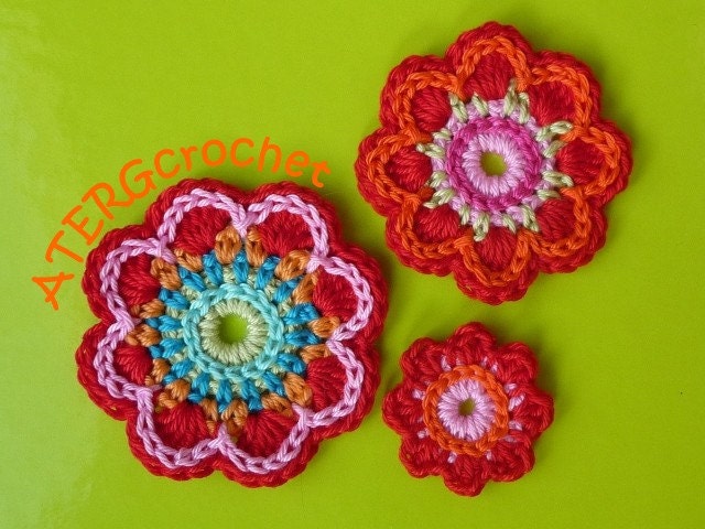 Crochet pattern triple flower power by ATERGcrochet