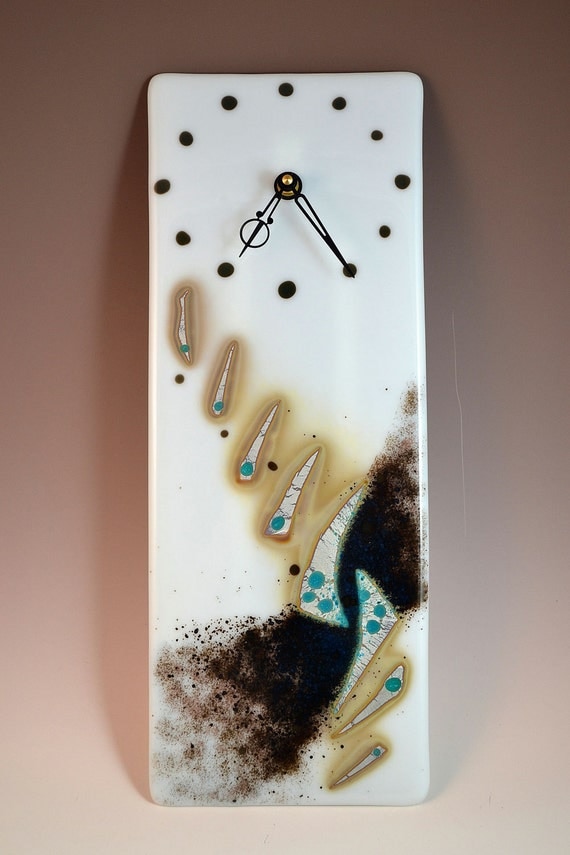 Abstract Contemporary Fused Glass Clock by Krenzin11 on Etsy