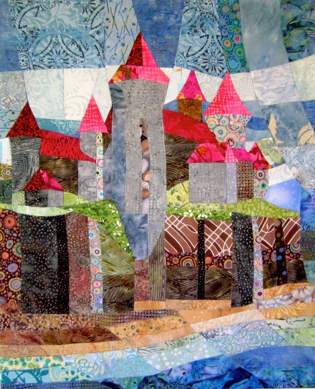 Castle on the Cliffs - Quilt Fabric Art