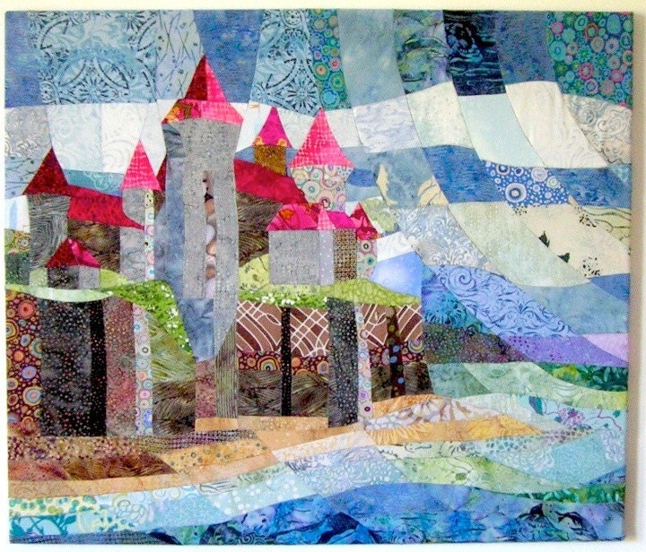 Castle on the Cliffs - Quilt Fabric Art