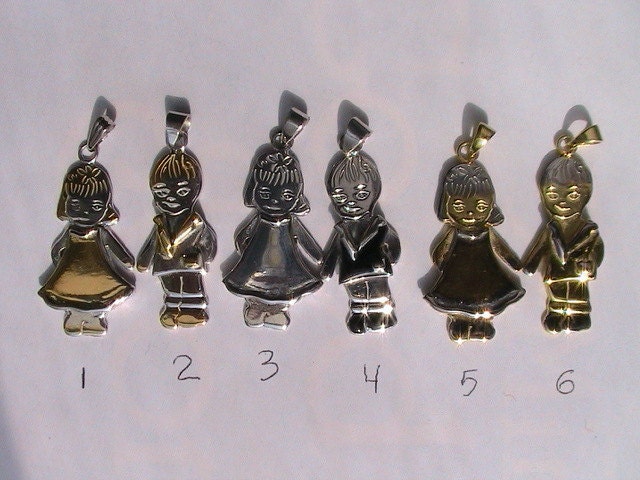 Sterling Silver Necklace. Silver Charm Boy or Girl. Silver Pendant Mothers Jewelry. Silver Boy. Gold Plated