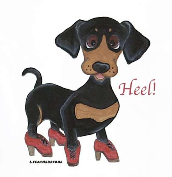 Dachshund T-Shirt  Humor Whimsical Art by Irene Featherstone Dog Art, Dog Print, Hand Painted Dog art, Fathers Day Gift, Mothers Day