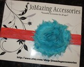 Flower Headband....Orange Blue Headband....Infant Headband....Newborn Headband.....Florida Gators....OKC....Baby Girl Headband