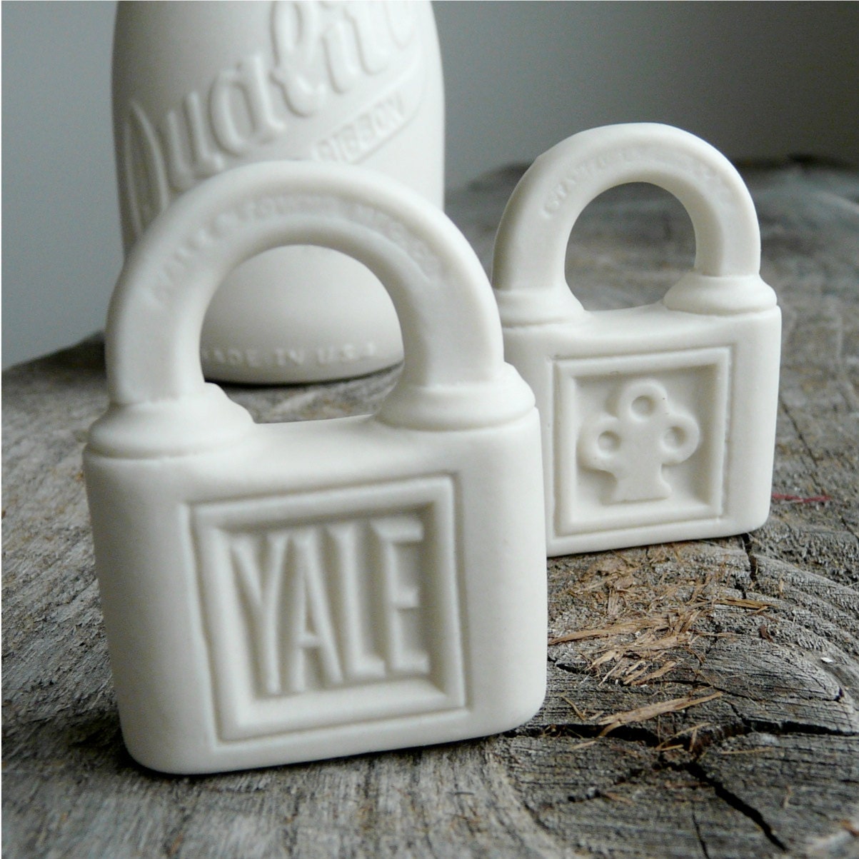 Porcelain Antique Locks, Set of 2 Yale Lock Replicas