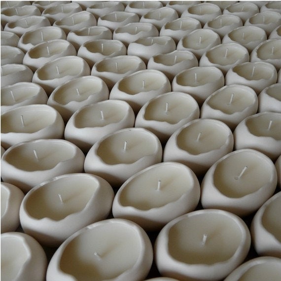Porcelain Egg Votive Soy Candles, One Dozen Eggs