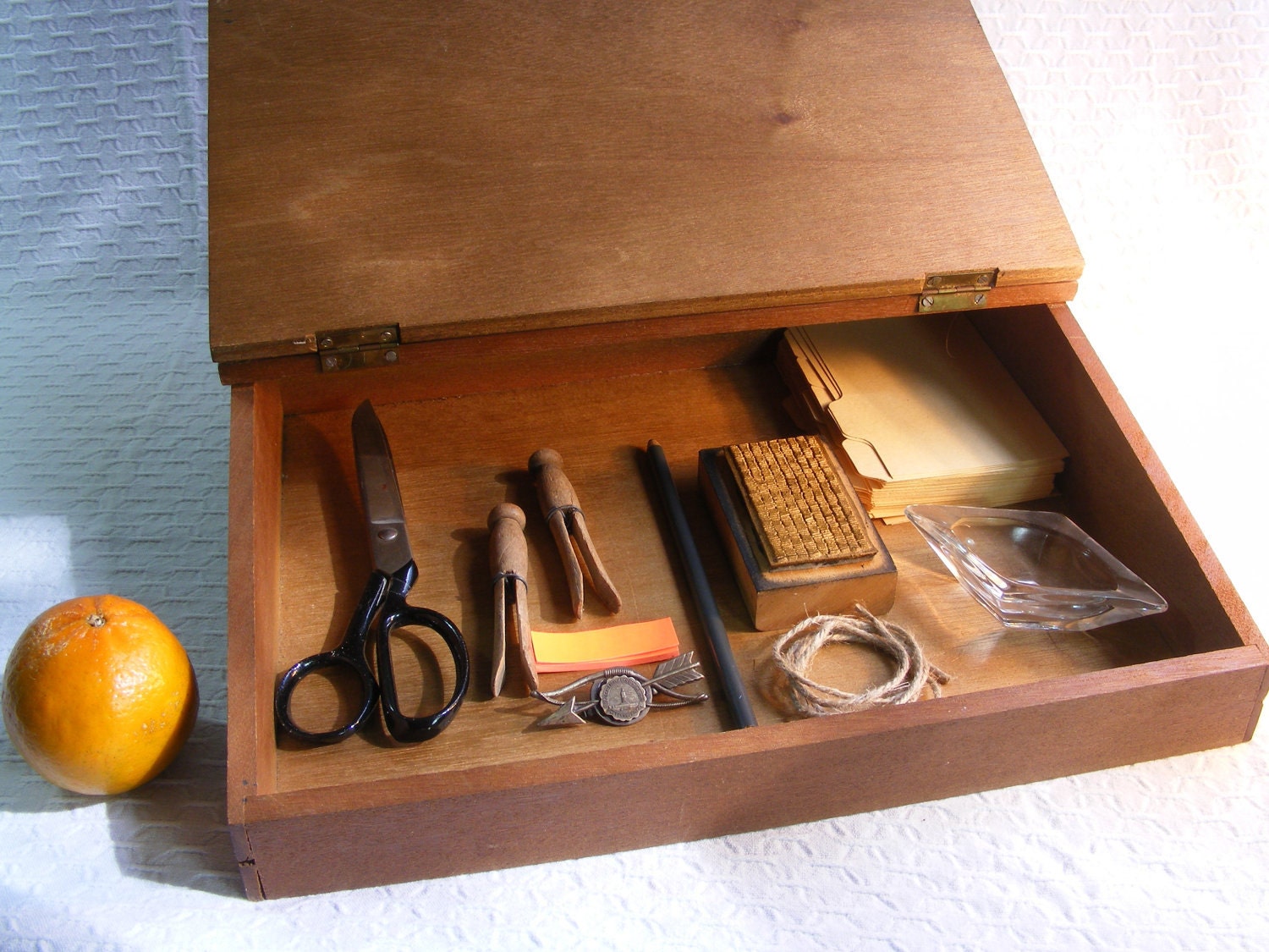 Vintage Wood Lap Desk Storage Secretary Box