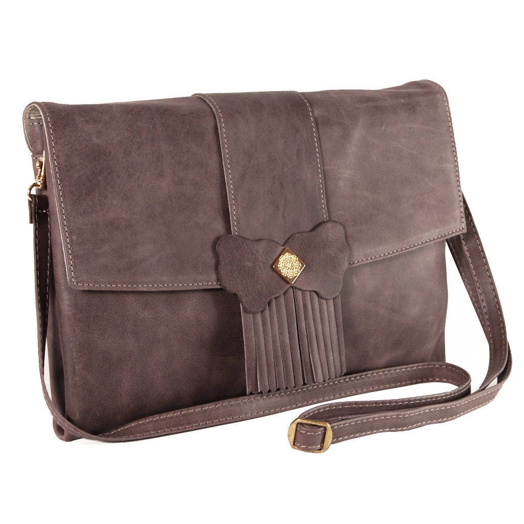 Leather Bag - Gray Morpho Clutch Bag - Sale Sale