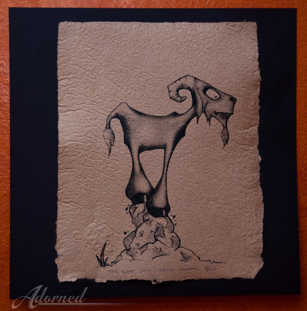 The Goat illustration - screenprint on handmade paper