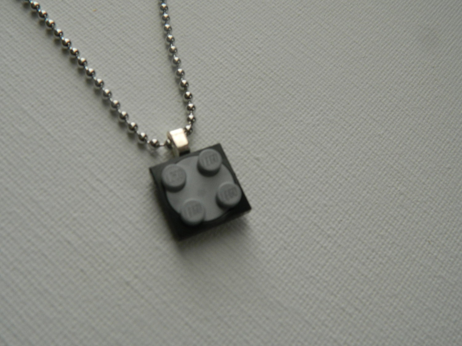 Movable Black and Grey Square Lego Pendant