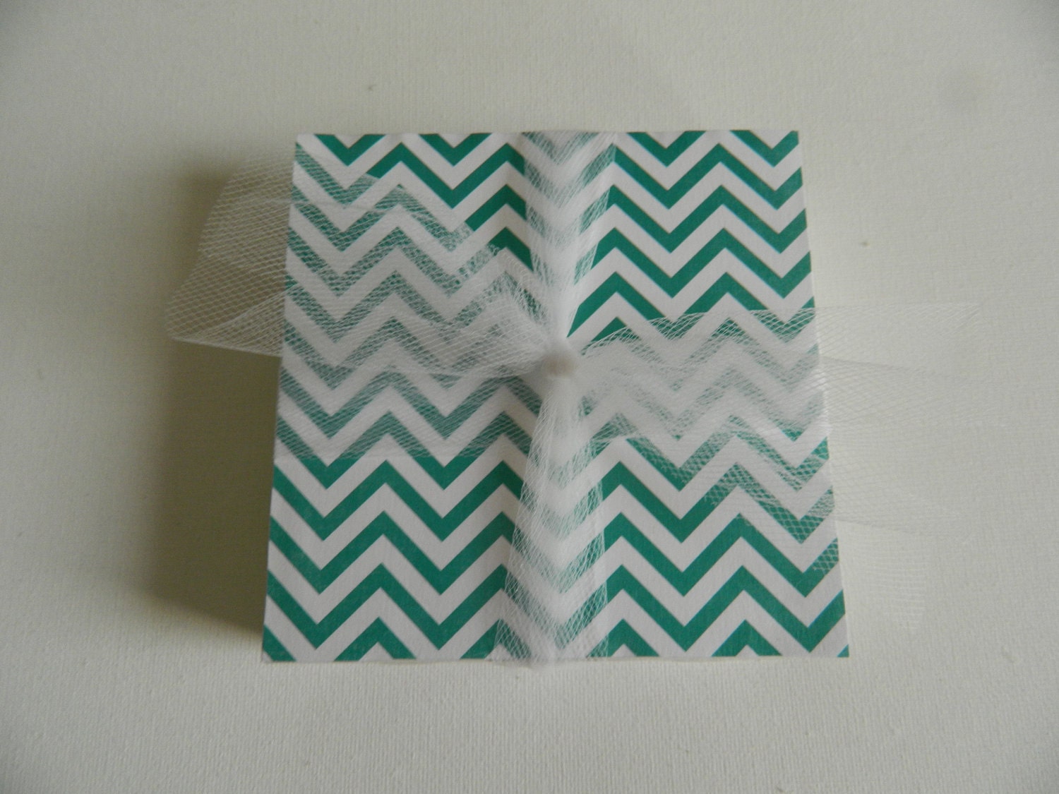 Teal and White Chevron Print Tile Coasters